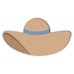 Woman beach hat icon, vector illustration flat style design isolated on white. Colorful graphics