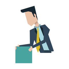 businessman showing document avatar icon image vector illustration design 