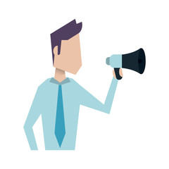 Fototapeta premium businessman holding megaphone avatar icon image vector illustration design 