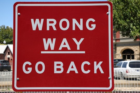 Road sign in Australia  "WRONG WAY - GO BACK"