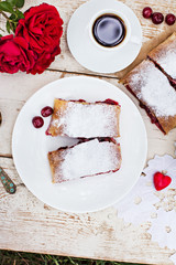 Strudel with a cherry. Cherry pie.