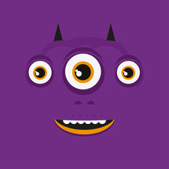 Cute illustrated monster. Picture for children. The head of the devil.