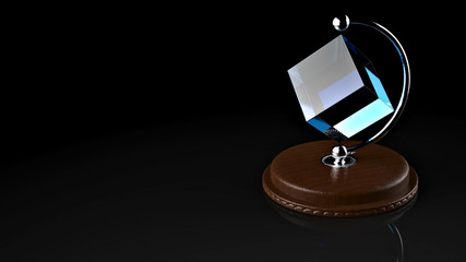 3D rendering. Table gift cube.
