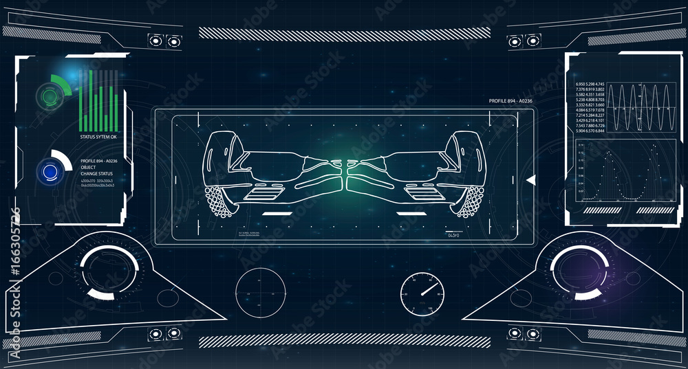 Aufkleber futuristic user interface for gyroscooter. abstract virtual graphic touch user interface. hud. hi-te