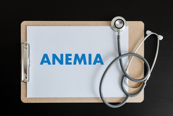 ANEMIA blood for test , Medical Concept , Diagnosis Iron deficiency doctor hand working...