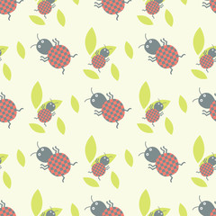 Cute insects seamless pattern beautiful art graphic bugs wallpaper cartoon design summer vector illustrtion