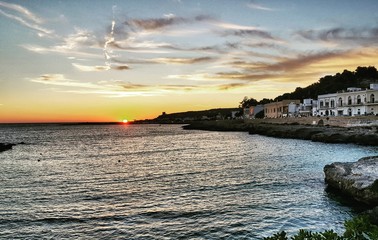 Riflessi di Santa Maria al Bagno in mare del salento, tramonto sul mare
