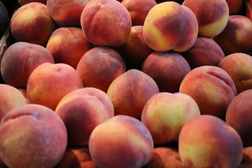 Sweet peaches on the weekly market in Fremantle, Australia 