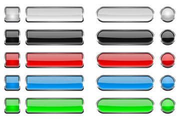 Colored collection of glass buttons with chrome frame