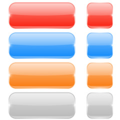 Glass buttons. Colored square and rectangle web icons