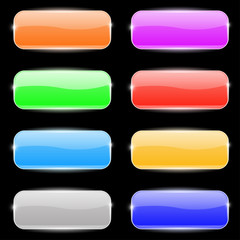 Colored shiny buttons on black background