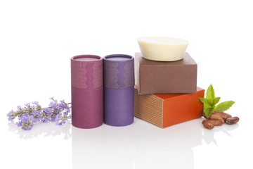 Cocoa and lavender natural cosmetics.