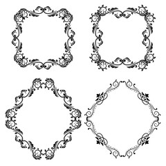 Obraz premium Geometrical shape ornaments. Vintage black frames