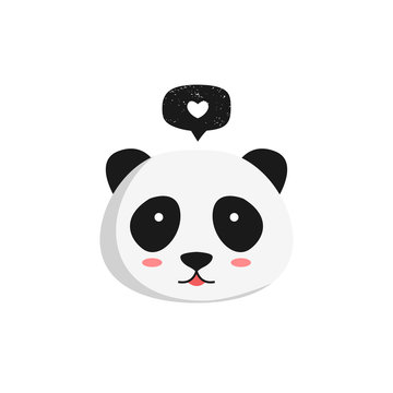 Panda face. Vector illustration. White background. 