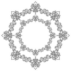 Elegant round black ornament in classic style. Abstract traditional pattern with oriental elements, Classic vintage pattern