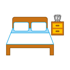 bed hotel with nightstand vector illustration design