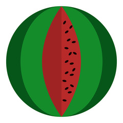 Watermelon fresh juicy summer fruit icon, vector illustration flat style design isolated on white. Colorful graphics