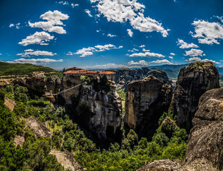 Meteora, a formation of immense monolithic pillars and hills-like huge rounded boulders, Kalambaka, Greece