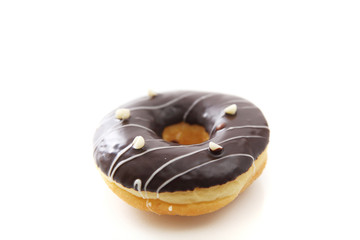 Chocolate donut isolated in white background