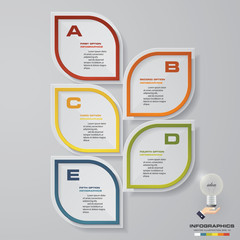 5 steps Timeline infographic element. 5 steps infographic, vector banner can be used for workflow layout, diagram,presentation, education or any number option. EPS10.