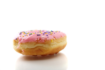 Strawberry chocolate donut isolated in white background