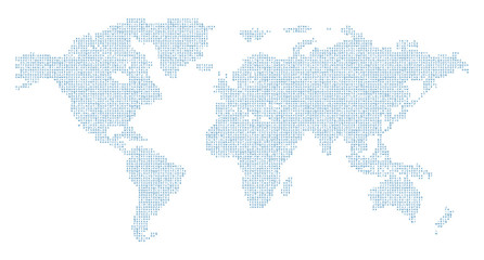 Vector World map with english alphabet