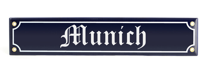 Metal banner with city name Munich