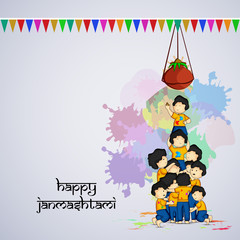 illustration of element of  hindu festival Janmashtami background.