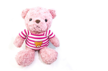 Pink teddy beer on white background