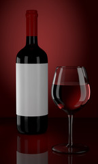 Bottle and glass of red wine