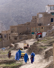 Women walking wearing burqas, Kabul, Afghanistan