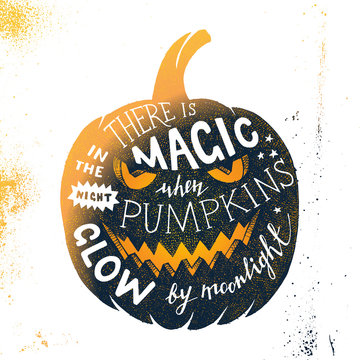 Halloween letering in pumpkin silhouette