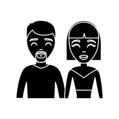 cartoon happy couple icon