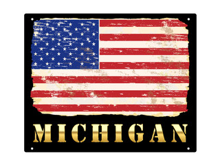 Gold Michigan Enamel Sign