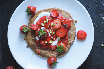 healthy breakfast glutenfree omelette with strawberries