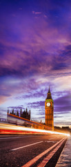 Big Ben with bridge in the evening, London, England, UK