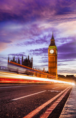 Obraz premium Big Ben with bridge in the evening, London, England, UK