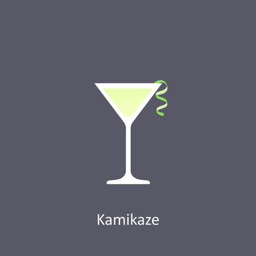 Kamikaze cocktail icon on dark background in flat style