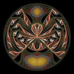 Blue and Red Plaque Abstract Fractal Design