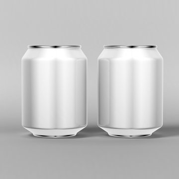light and shiny aluminum cans for beer and soft drinks or energy. Packaging 330 ml. Object, shadow, and reflection on separate layers. 