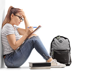 Teenage student having difficulty studying