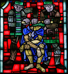 Stained Glass in Worms - Torture of Jesus on Good Friday