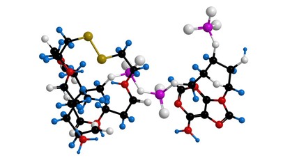 Molecular structure of Glutathione with acetyl CoA, 3D rendering