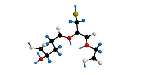 Molecular structure of Glutathione, 3D rendering