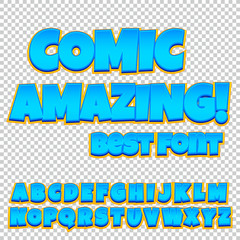 Comic alphabet set. Letters, numbers and figures for kids' illustrations websites comics banners.