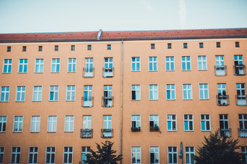 Fototapeta na wymiar orange facaded building at berlin