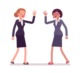 Obraz premium Businesswomen happy greeting