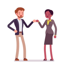 Businessman and businesswoman fist bump