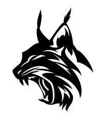 Obraz premium angry lynx head - czarno-biały projekt wektor