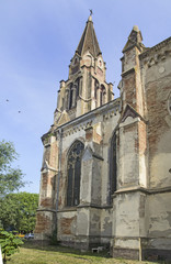 Fototapeta na wymiar Old ruined Catholic church in Serbia